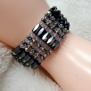Hematite & Crystal Magnetic Wrap Bracelet /Necklace